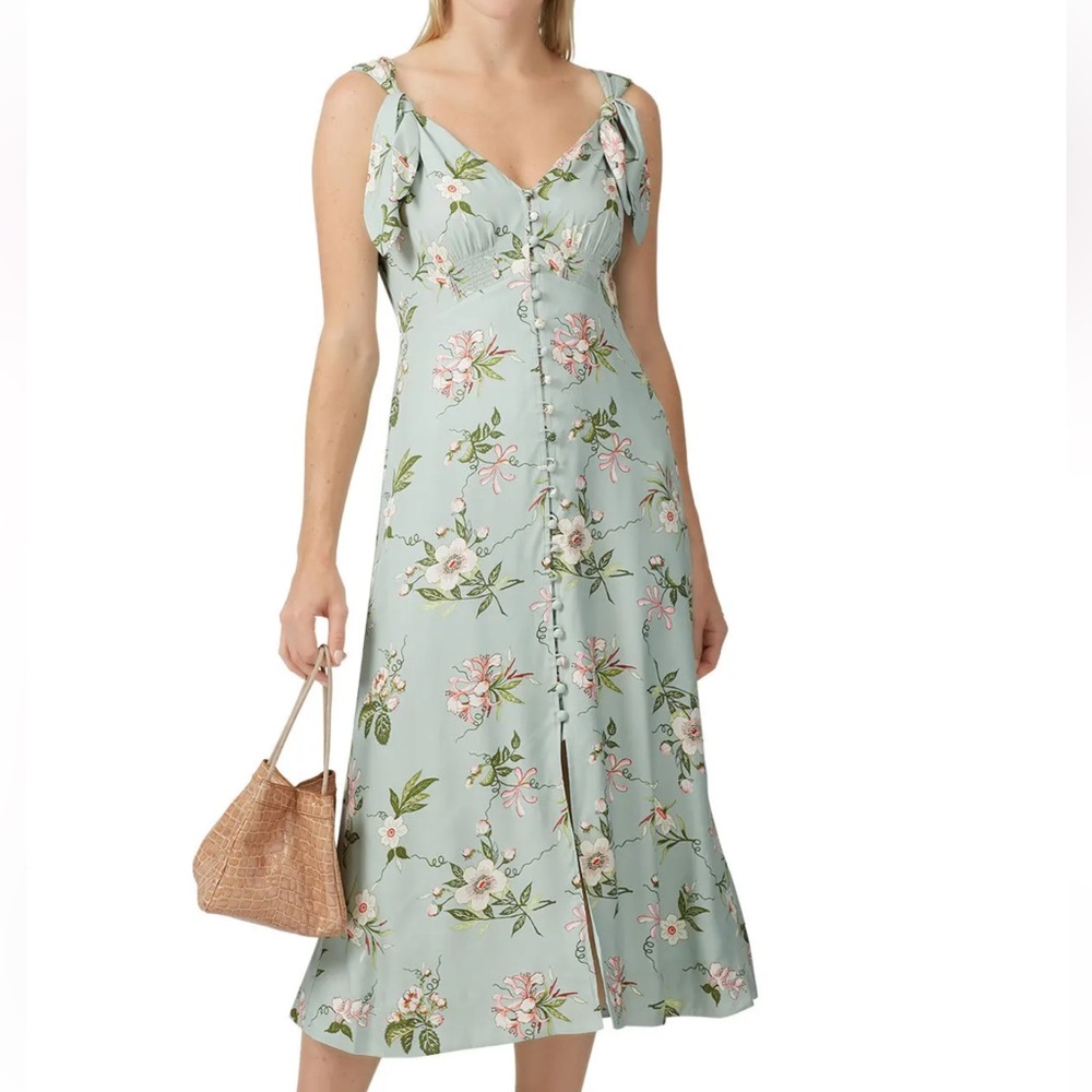 Rebecca Taylor Mint Floral Midi Dress
